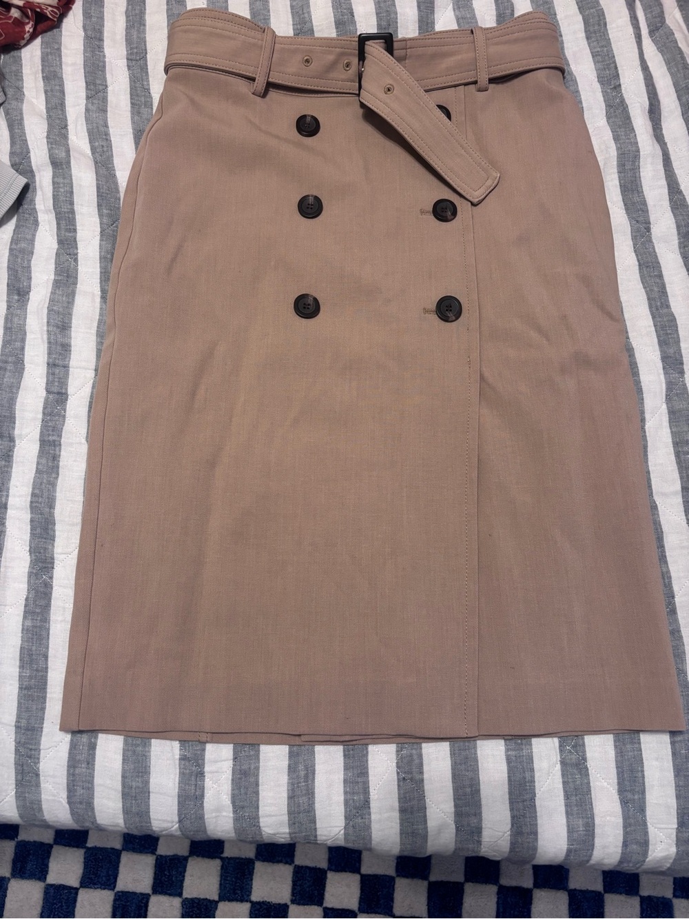 Ann Taylor Tan Double-Breasted Pencil Skirt with Belt Size 4
